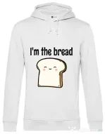 Hoodie barbat cu gluga I am the bread Alb