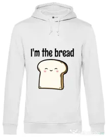 Hoodie barbat cu gluga I am the bread Alb