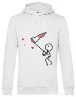 Hoodie barbat cu gluga Catching love 1 Alb