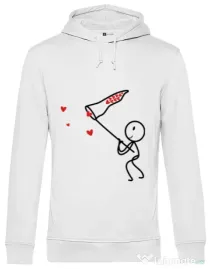 Hoodie barbat cu gluga Catching love 1 Alb