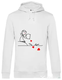 Hoodie barbat cu gluga Fishing for love 2 Alb