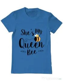 Tricou ADLER barbat She is my queen bee Albastru azuriu