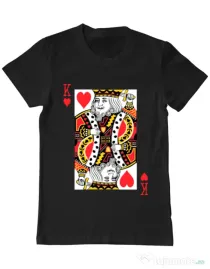 Tricou ADLER barbat King of hearts Negru