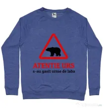 Bluza ADLER barbat Atentie urs Albastru melanj