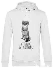Hoodie barbat cu gluga Attitude is everything Alb