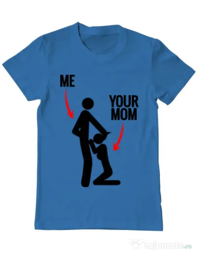 Tricou ADLER barbat Me your mom Albastru azuriu