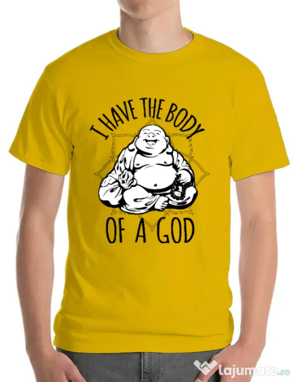 Tricou ADLER barbat Body of a god Galben