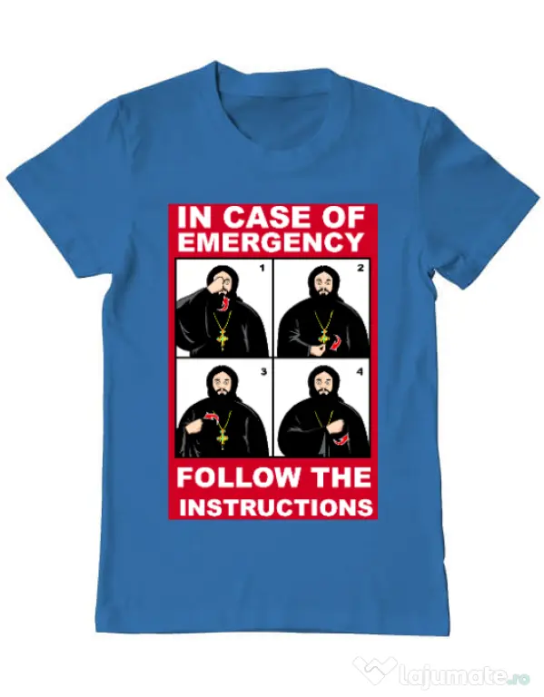 Tricou ADLER barbat In case of emergency Albastru azuriu