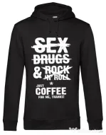 Hoodie barbat cu gluga Just coffee for me Negru