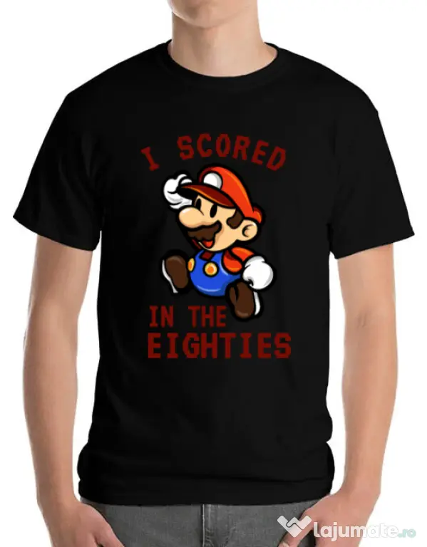 Tricou ADLER barbat I scored in the eighties Negru