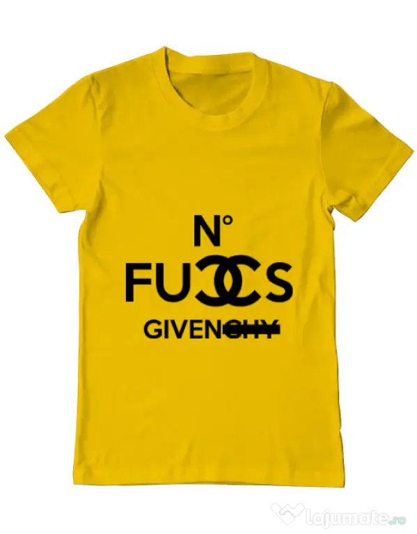Tricou ADLER barbat No fucks given Galben