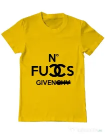 Tricou ADLER barbat No fucks given Galben