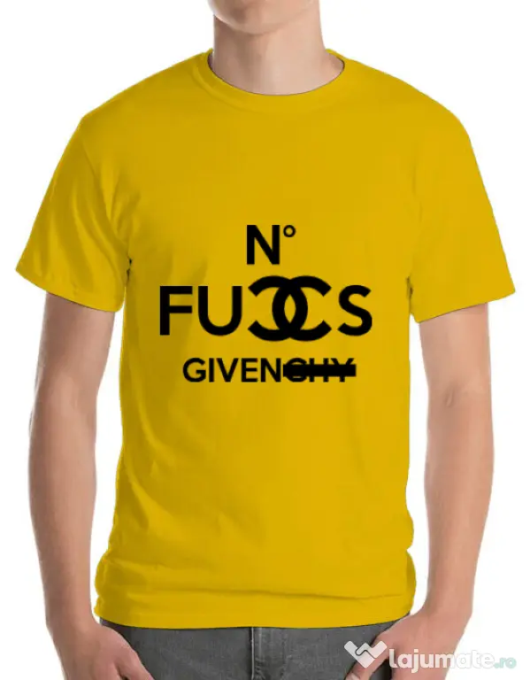 Tricou ADLER barbat No fucks given Galben