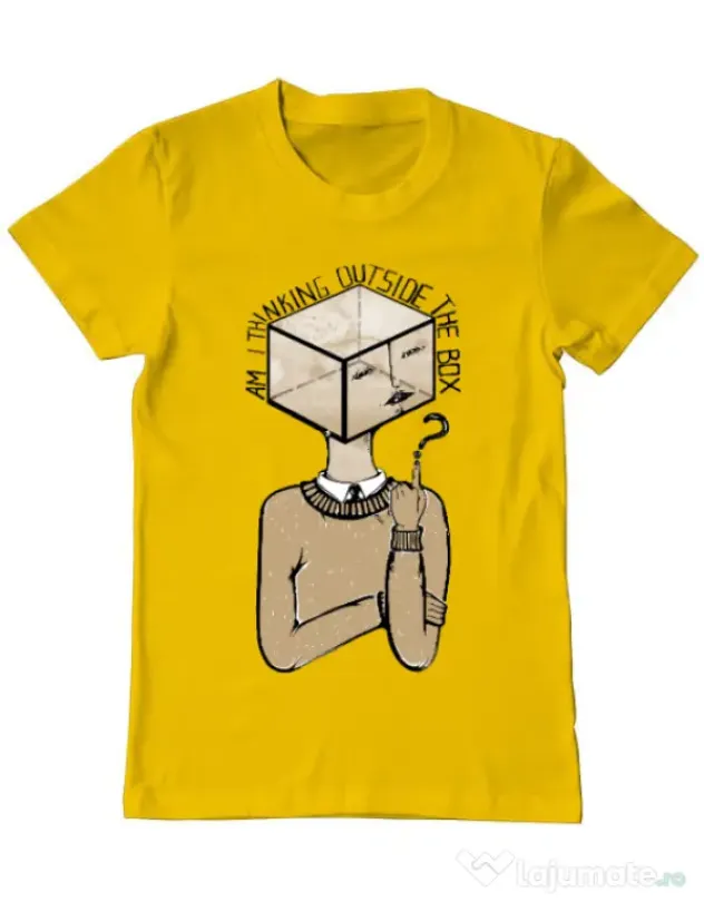 Tricou ADLER barbat Am I thinking outside the box Galben