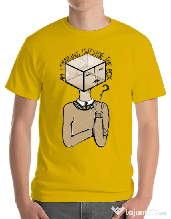 Tricou ADLER barbat Am I thinking outside the box Galben