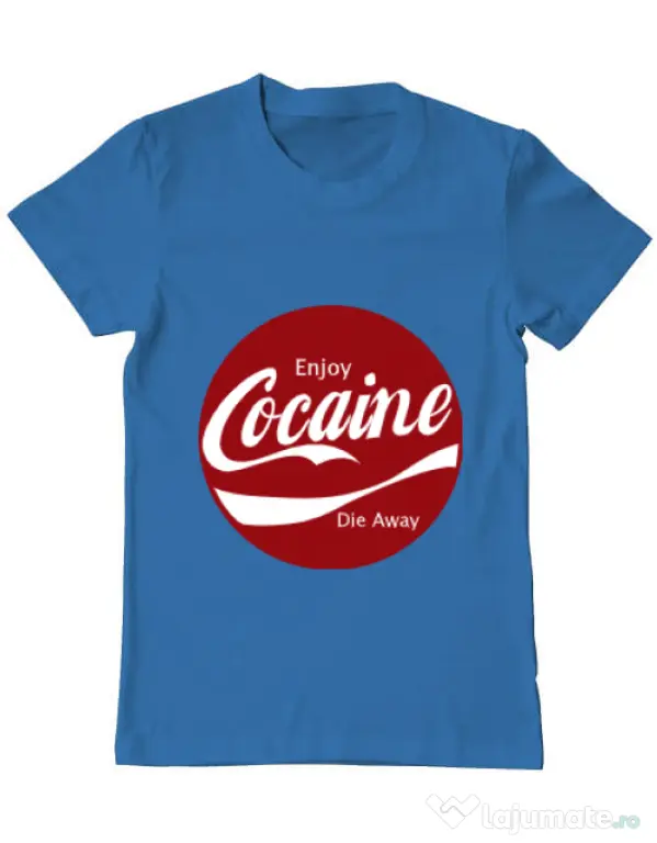 Tricou ADLER barbat Enjoy cocaine Albastru azuriu