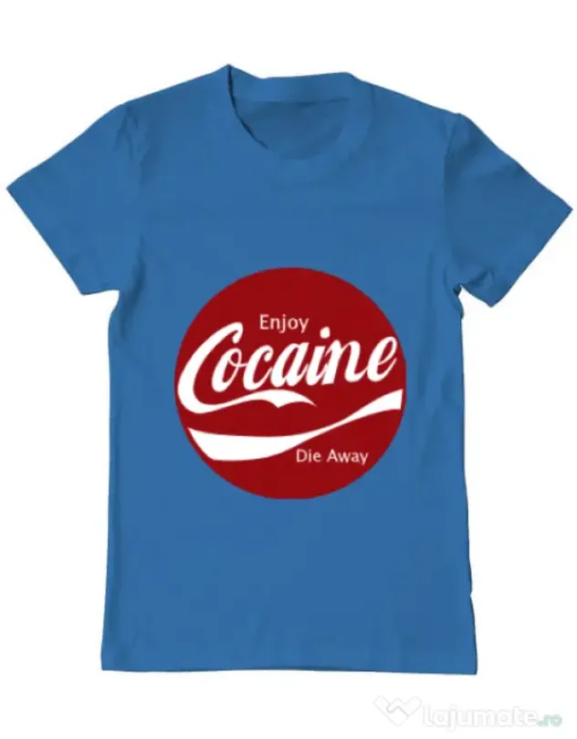 Tricou ADLER barbat Enjoy cocaine Albastru azuriu