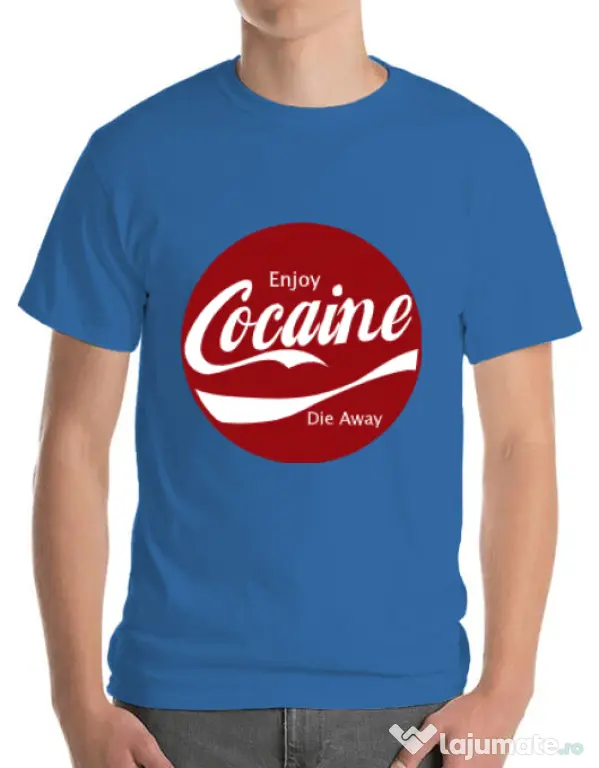 Tricou ADLER barbat Enjoy cocaine Albastru azuriu