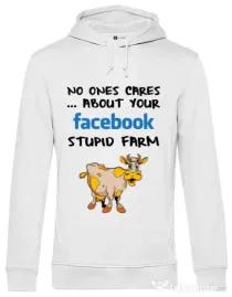 Hoodie barbat cu gluga Stupid farm Alb