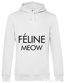 Hoodie barbat cu gluga Feline meow Alb