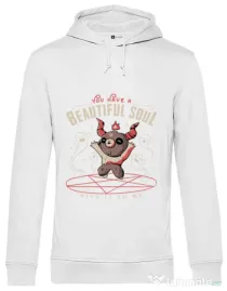 Hoodie barbat cu gluga Beautiful soul Alb