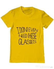 Tricou ADLER barbat I dont need glasses Galben