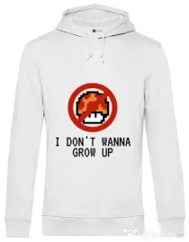 Hoodie barbat cu gluga I dont wanna grow up Alb