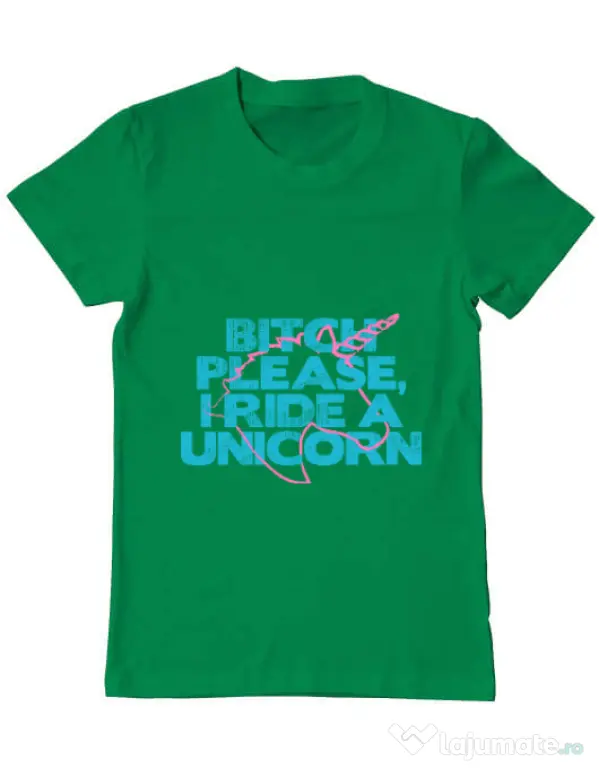Tricou ADLER barbat I ride a unicorn Verde mediu