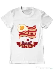 Tricou ADLER barbat In bacon we trust Alb
