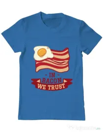 Tricou ADLER barbat In bacon we trust Albastru azuriu