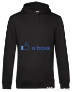 Hoodie barbat cu gluga Like a boss Facebook Negru
