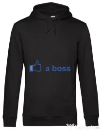 Hoodie barbat cu gluga Like a boss Facebook Negru