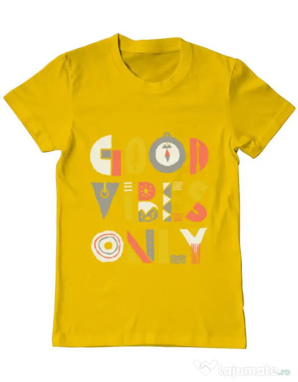 Tricou ADLER barbat Good vibes only Galben