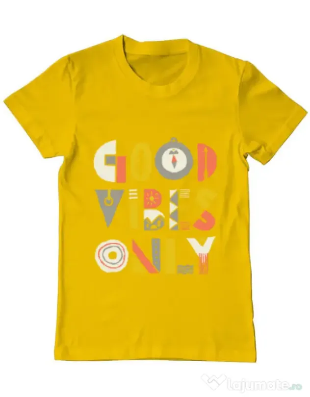 Tricou ADLER barbat Good vibes only Galben