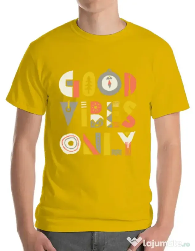 Tricou ADLER barbat Good vibes only Galben