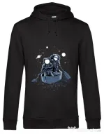 Hoodie barbat cu gluga Across the galaxy Negru