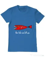 Tricou ADLER barbat This fish can kill you Albastru azuriu