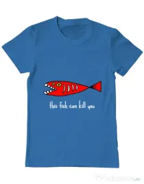 Tricou ADLER barbat This fish can kill you Albastru azuriu