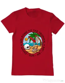 Tricou ADLER barbat Welcome to the tropical Rosu