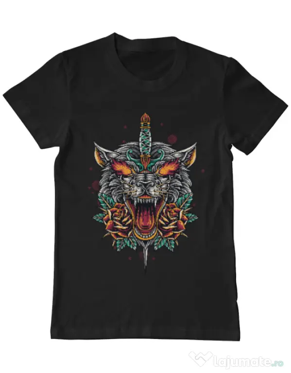Tricou ADLER barbat Stabbed wolf Negru