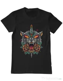 Tricou ADLER barbat Stabbed wolf Negru