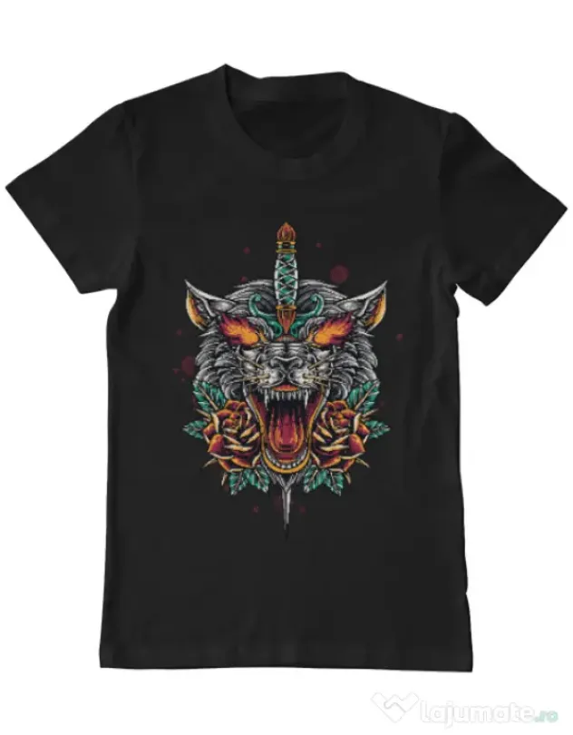 Tricou ADLER barbat Stabbed wolf Negru