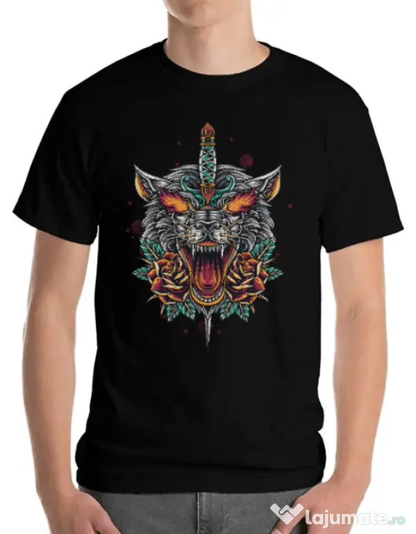 Tricou ADLER barbat Stabbed wolf Negru