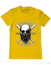 Tricou ADLER barbat Gangster skull Galben