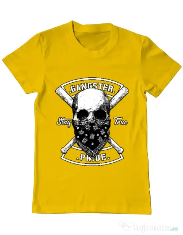 Tricou ADLER barbat Gangster skull Galben