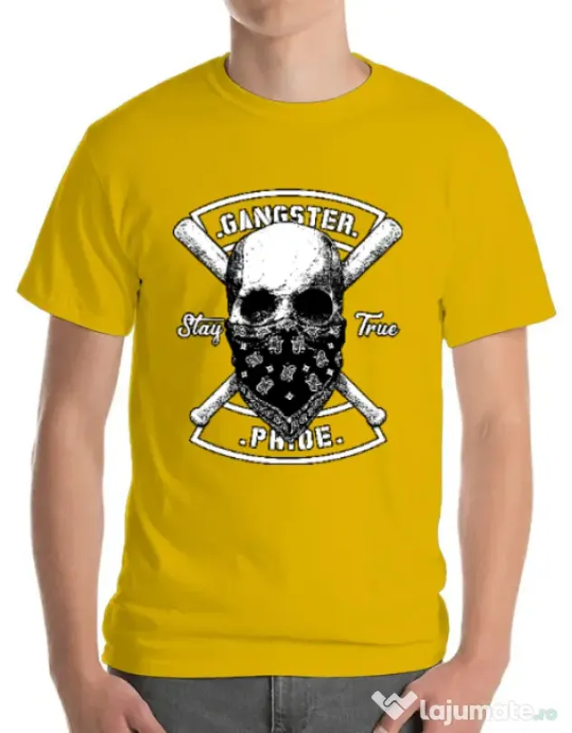 Tricou ADLER barbat Gangster skull Galben