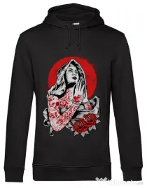 Hoodie barbat cu gluga Virgin Mary Negru