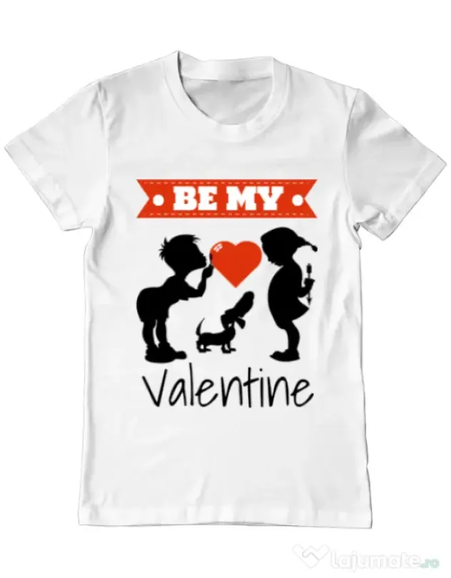 Tricou ADLER barbat Be my valentine Alb