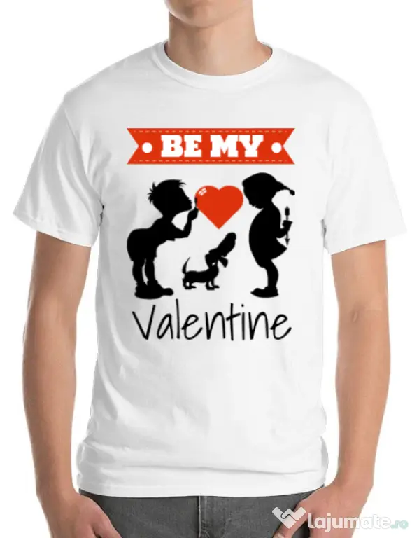 Tricou ADLER barbat Be my valentine Alb
