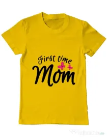 Tricou ADLER barbat First time mom Galben